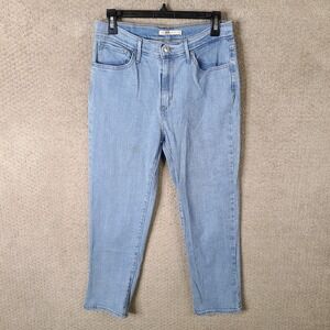 Levis 724 Jeans Women 30 Blue Striped High Rise Straight Leg Medium Wash Stretch